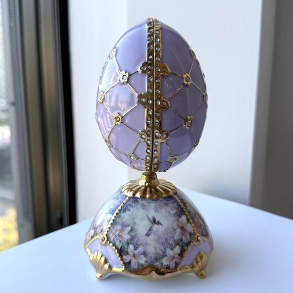 Ardleigh Elliott Porcelain Egg Music Box Amethyst Vision by Lena Liu Hummingbird - Picture 8 of 12
